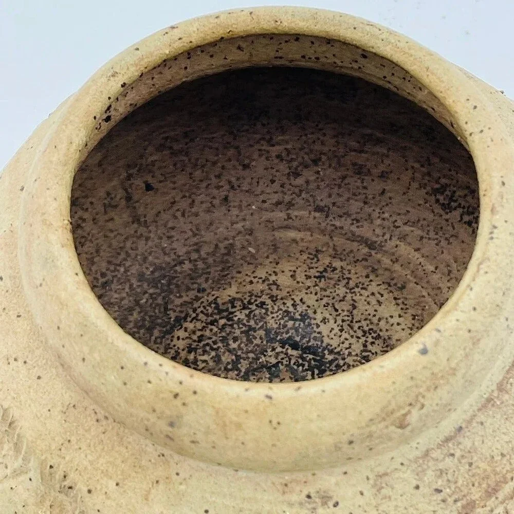Hand made Art Pottery Scratch Marks Decorative Pot Planter signed Alonso